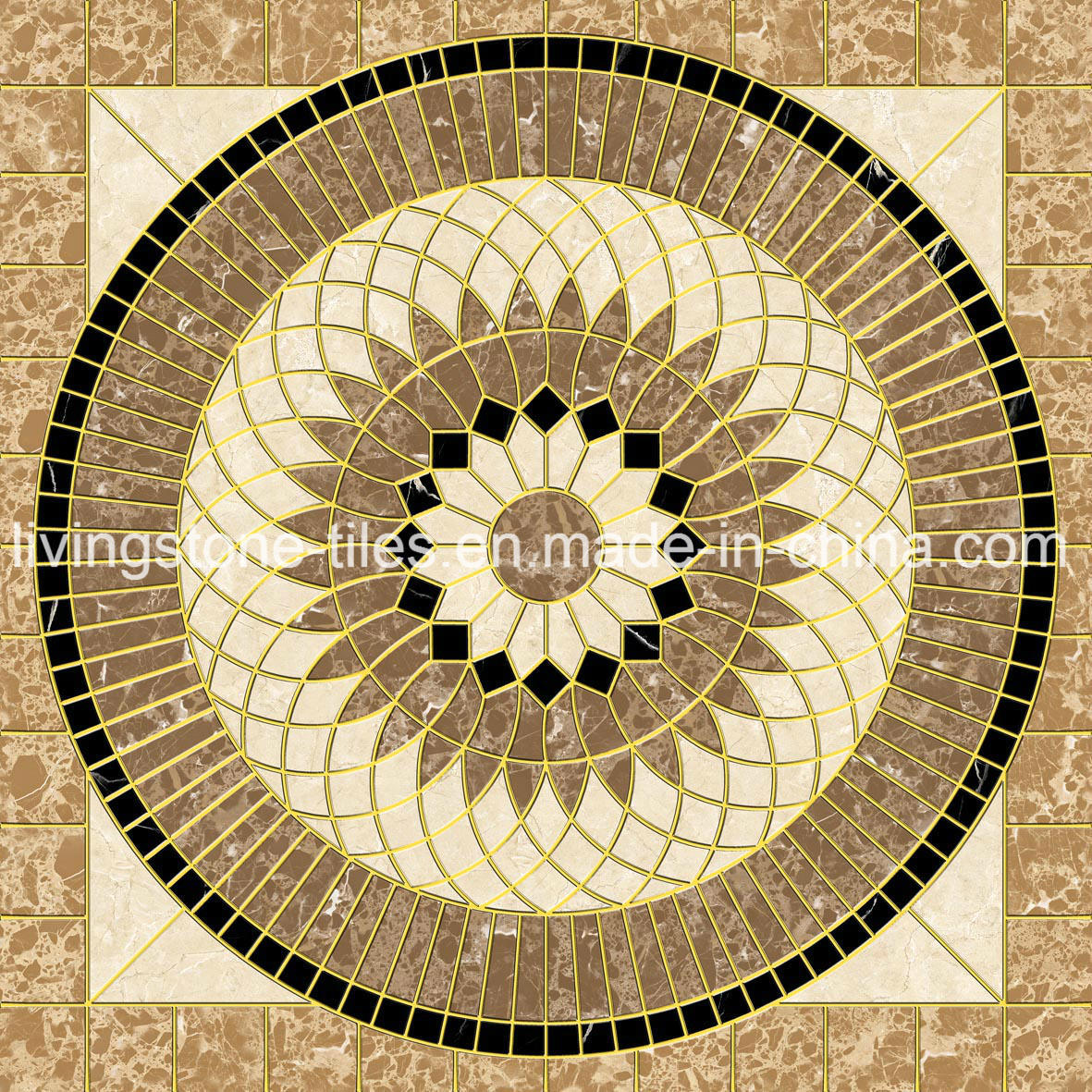 HD Inkjet Sunshine Flower Design Puzzle Floor Tile