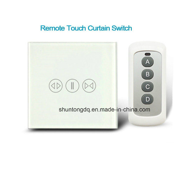 EU Standard Wireless Remote Control Curtain Switches, Glass Panel Touch Curtain Switch for Electric Curtain Motor