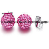 Stainless Steel Crystal Diamond Ball Earrings
