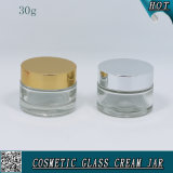30ml Clear Glass Cylinder Shape Cream Jar with Aluminum Lids