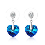 Sapphire Blue Crystal Heart Valentine's Gift Fashion Jewelry Gold Drop Earring