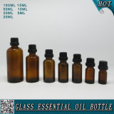 Amber Glass Essential Oil Bottle with Black Plastic Cap
