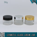 50ml Clear Round Cosmetic Glass Cream Jars with Alumite Lids