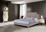 Top Grain Leather Chesterfield Crystal Tufted Bed