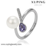 14525 Jewelry Fashion Xuping New Arrival Platinum Red Stone Crystal Pearl Ring
