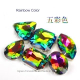 Rainbow Diamond Button Beaded Trimming Rhinestone Jewelry Sew on Crystal Beads (SW-Rainbow)
