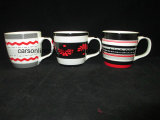 Black White Red Lines Ceramic Mugs