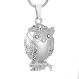 Crystal Night Owl Stainless Steel Cremation Pendant for Memorial