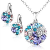 Round Alloy Earring and Pendant Austrial Crystal Necklace Jewelry Set