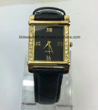 Promotional Small Wrist Gold Watch with Leather Band