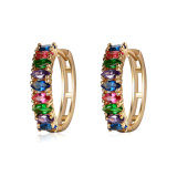 Wholesale China Fashion Colorful CZ Stone Gold Jewelry Earring