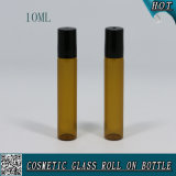 10ml Amber Glass Roll on Bottle with Black Plastic Cap and Stainless Steel Roller