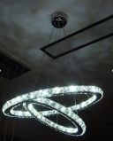 Luxurious Two Circular Rings LED Crystal Pendant Lighting for Parlor