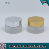 20ml Frosted Cosmetic Glass Jar for Cream with Metal Lid
