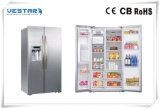 Stainless Steel Double Glass Doors Side-by-Side Display Vertical Refrigerator