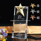 High Quality Cheap Crystal Trophy Award with Five Star
