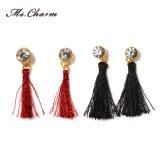2 Colors Exquisite Rope Tassel Crystal Double Sided Drop Earrings