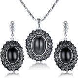 Black Gold Chain Rhinestone Glass Crystal Garment Imitation Jewelry Set