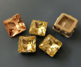 Loose Point Back Golden Brown Square Crystal Rhinestone