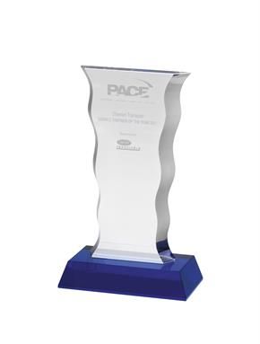 The Wave Column Crystal Trophy Blue Base