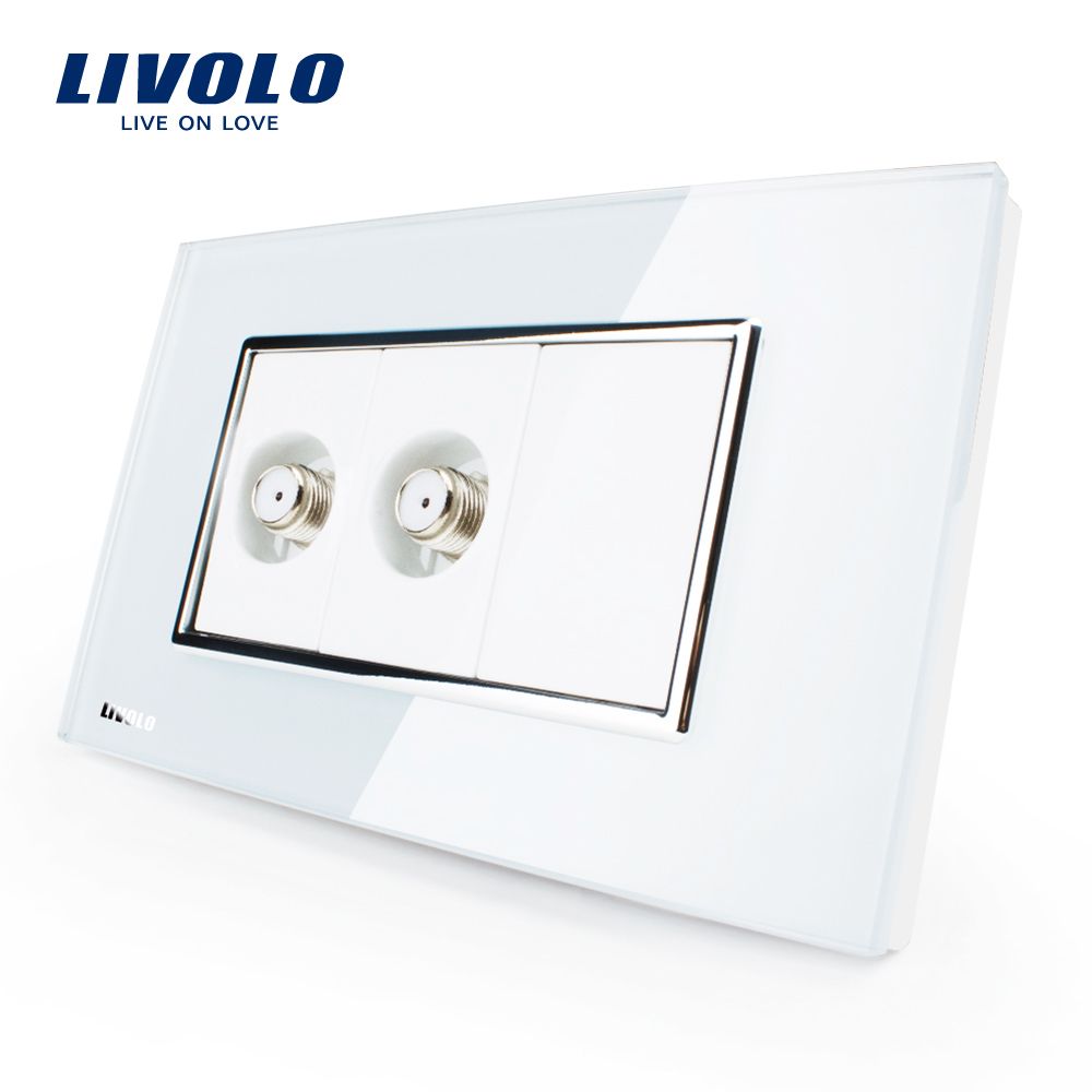 Livolo 2 Gang Standard Wall Crystal Glass TV Socket (VL-C392ST-81/82)