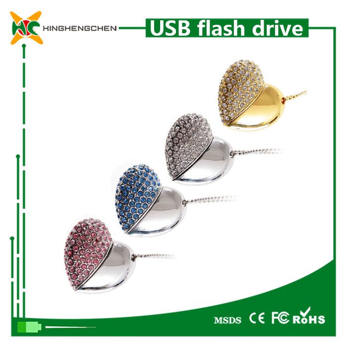 Heart Metal Crystal USB Flash Drive Pendrive