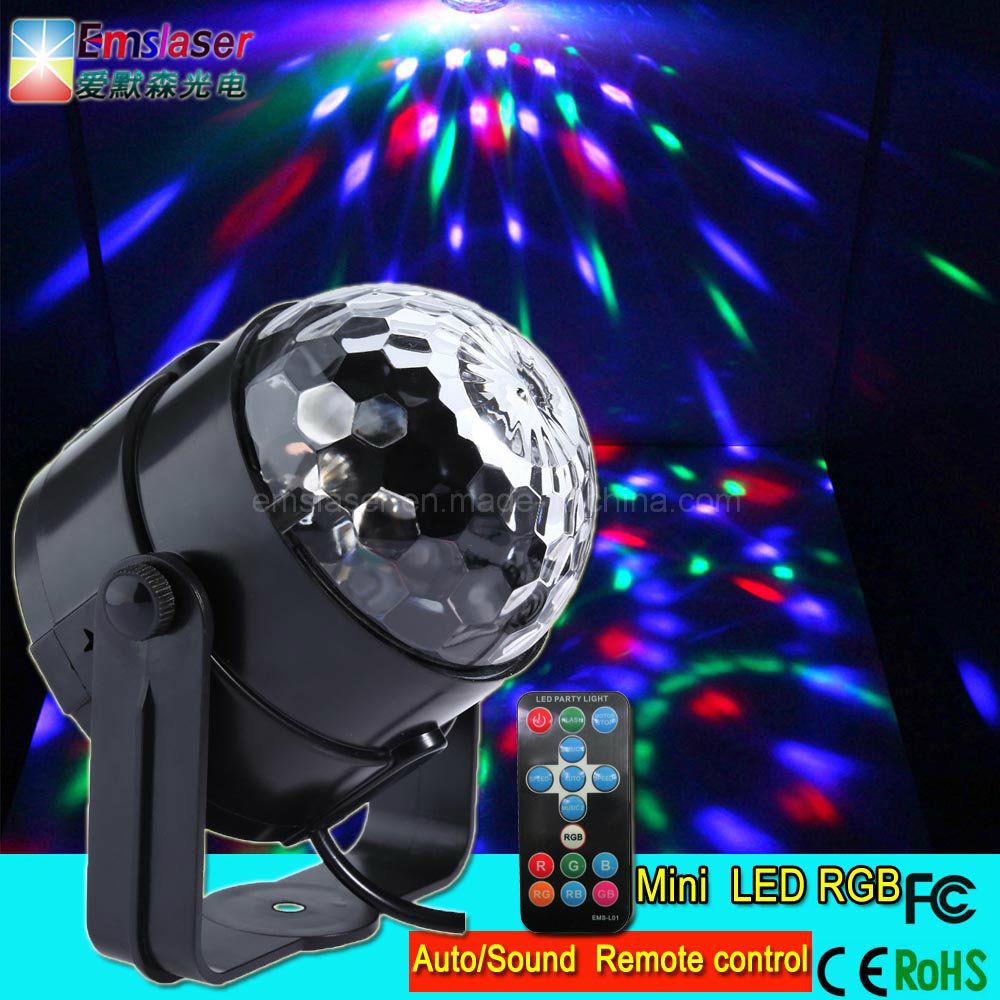 3W RGB Crystal Magic Rotating Ball Remote Control LED Magic Ball Lights for KTV Xmas Party Club Pub Disco DJ