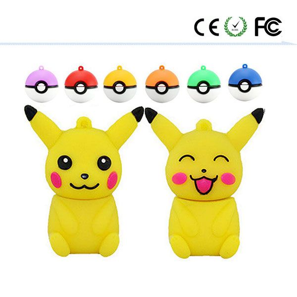 Pokemon Ball Pikachu USB Flash Drive Memory Stick U Disk Pen Drive 4/8/16/32/64G