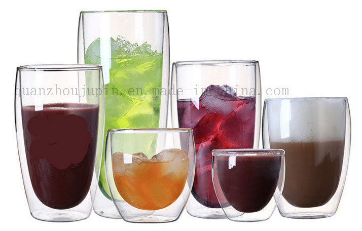 OEM Logo Double Wall Thermal Insulation Coffee Glass Cup