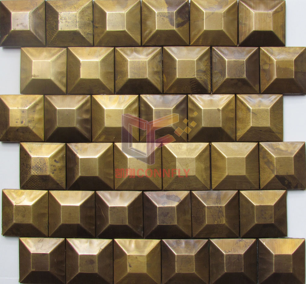 3D Effect Brass Made Decoration Mosaic for Wall (CFM1089)