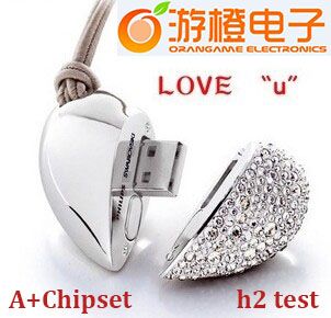 Promotional Heart Shape Crystal USB Flash Drive (OM-C109)