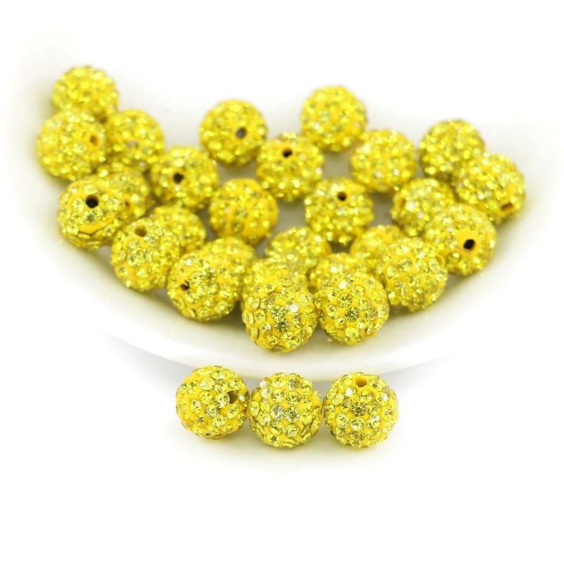 Charming and Shining Round Clay Rhinestone Shamballa Pave Crystal Beads for Necklace Size 4mm Citrine