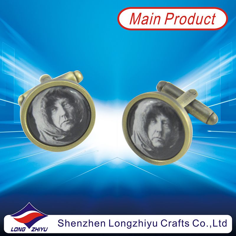 Blank Cufflinks with People Image Printed Epoxy Custom Metal Cufflinks