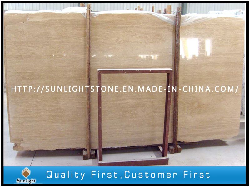 Natural Beige Marble Stone Travertine for Bathroom Floor/Wall Tiles