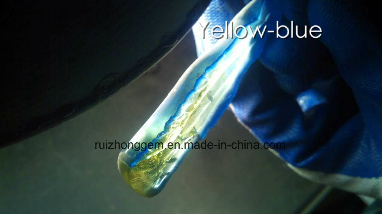 Doubel Color Yellow -Blue Corundum Material