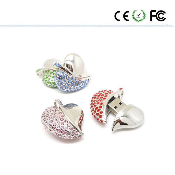 New Jewelry Heart-Shaped Petals U Disk USB Flash Drive Pendrive Memory Stick