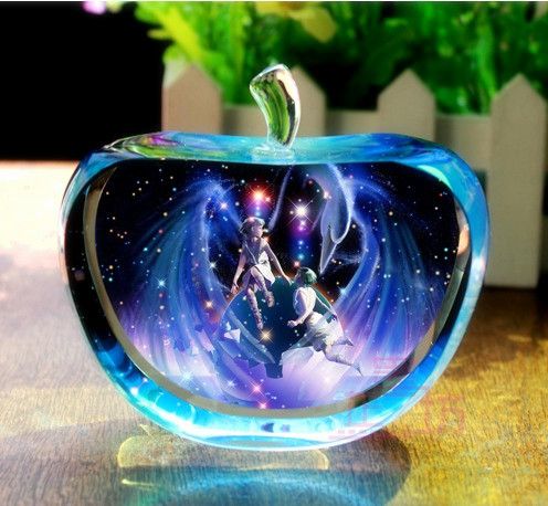 Crystal Apple Craft Colorful Printed Gifts for Valentine's Birthday Wedding Decoration