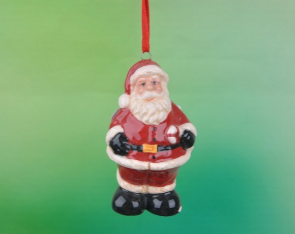 Three Santas Set Ceramic Christmas Ornaments