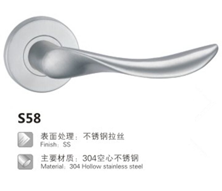 Stainless Steel Hollow Tube Lever Door Handle (S58)