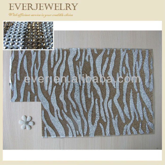 Zebra Print Gold and Crystal Rhinestone Sheet for Bags