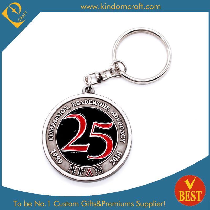 Number Round Shape Metal Keychain