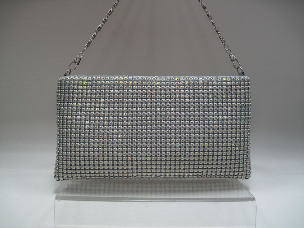 Evening Mesh Shoulder Bag with Crystal Design