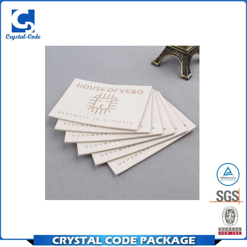 Custom Embossed Logo Genuine Self Adhesive Leather Label Sticker