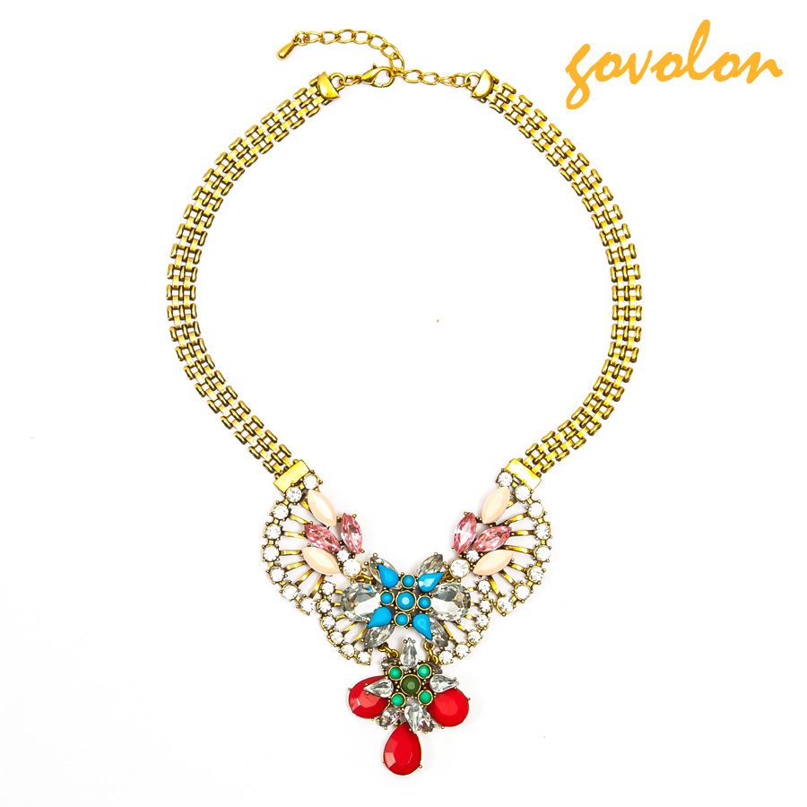 Fashion Jewellery Necklace with Rhinestone and Beads Decorated