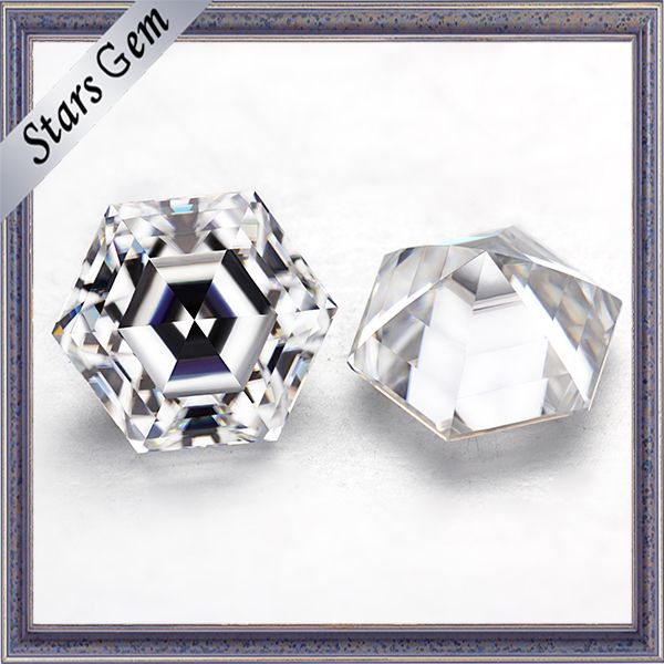 Popular Gems Ef White Color Hexagon Shape Moissanite Gemstone