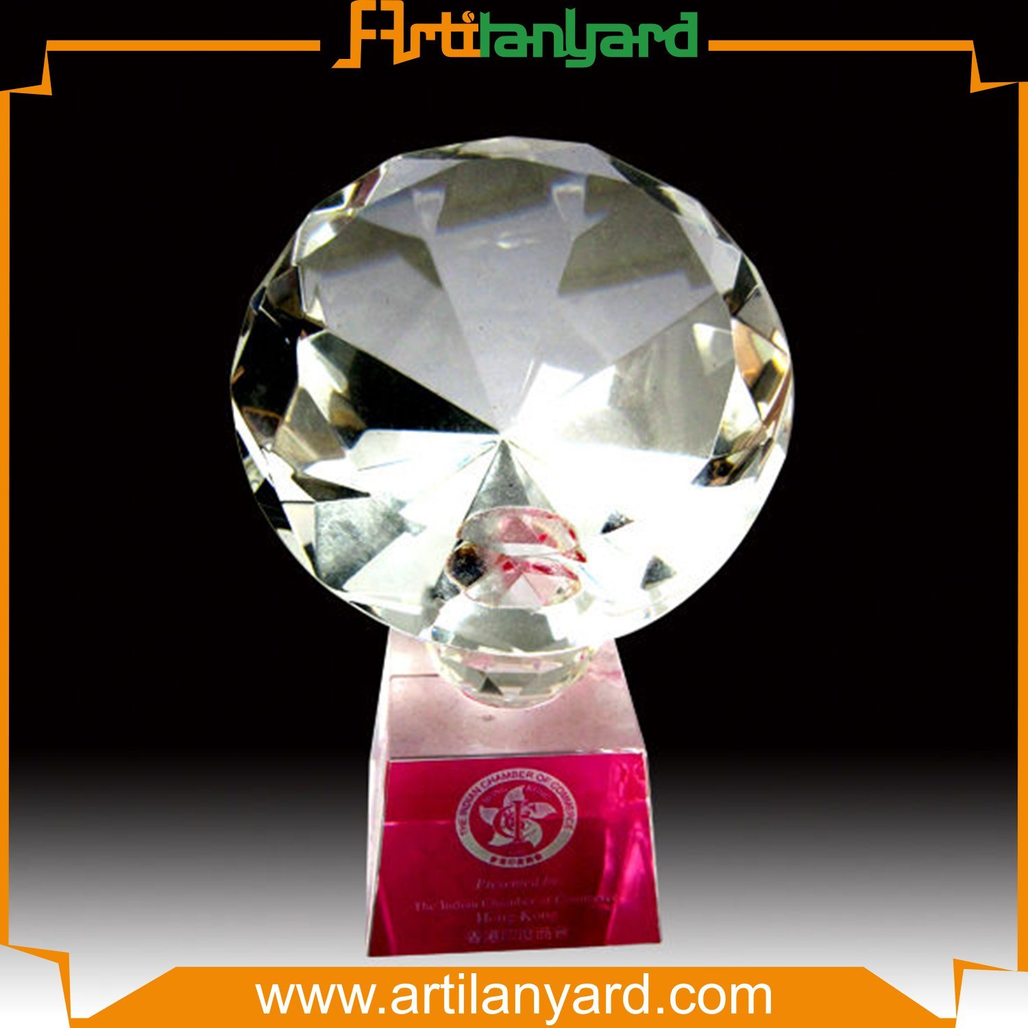 High Quality Cunstom Logo Crystal Trophy