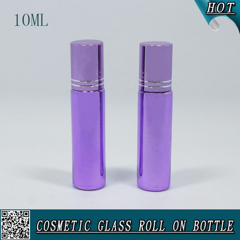 10ml Cosmetic Purple Glass Roll on Bottle with Stainless Steel Roller Boll