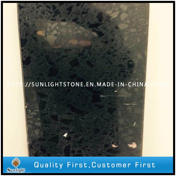 Black Mirror/Diamond Artificial Quartz Stone for Kitchen and Bathroom