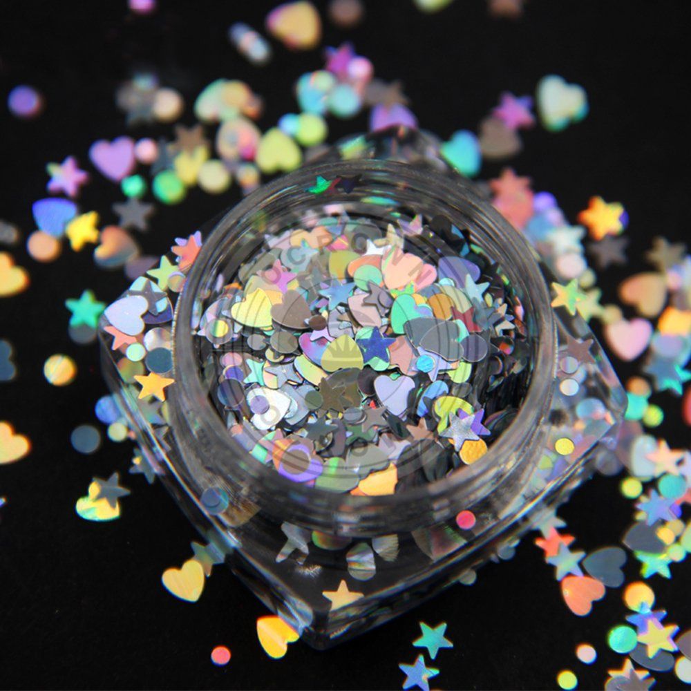 Laser Holo Rainbow 3D Nail Art Eyeshadow Sequins Glitters Flakes