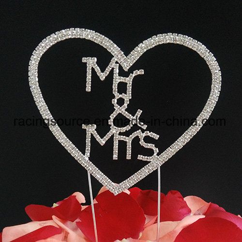 Mr&Mrs Rhinestone Cake Topper Heart Wedding Cake Topper